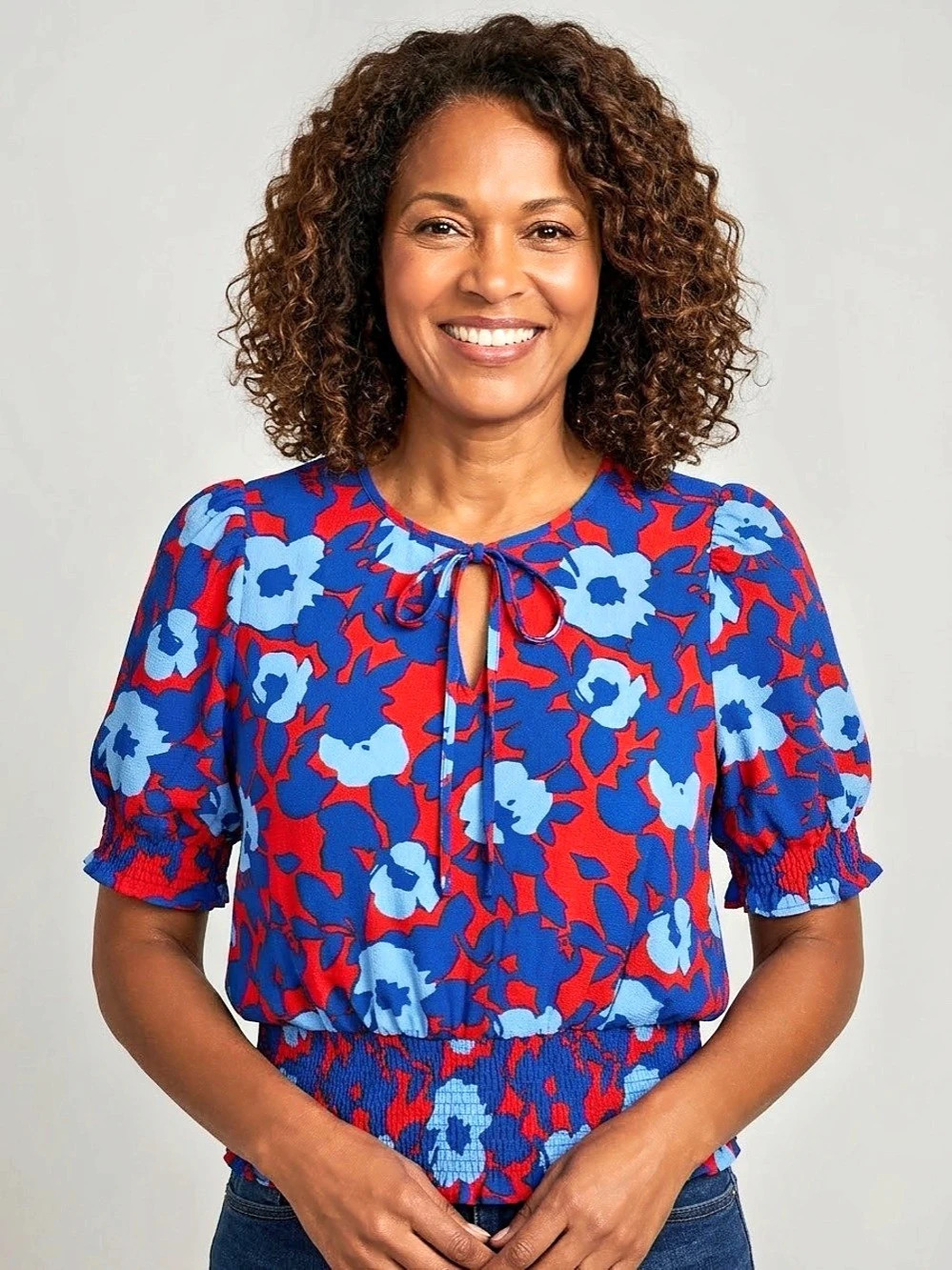 SugarLips Floral Top Blue & Red Size Medium. NWT